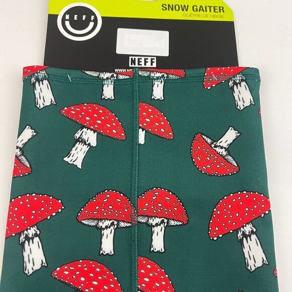 Neff Headwear Snow Gaiter Green Red Mushrooms OSFA NWT - Picture 5 of 8